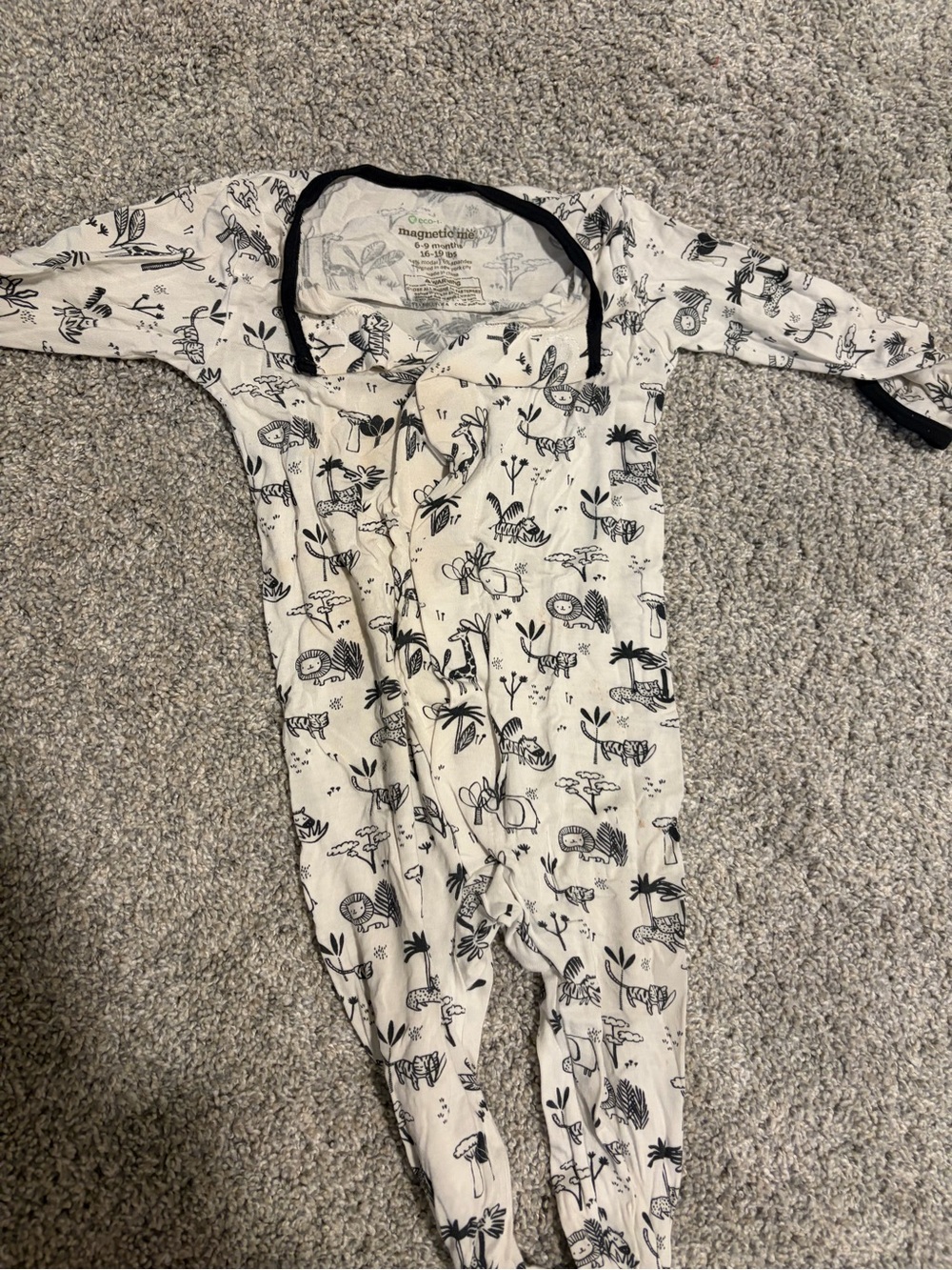 Magnetic Me Baby Cream and Black Safari Print Kids One-Piece